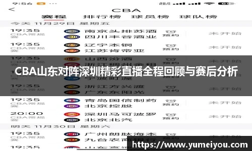 CBA山东对阵深圳精彩直播全程回顾与赛后分析